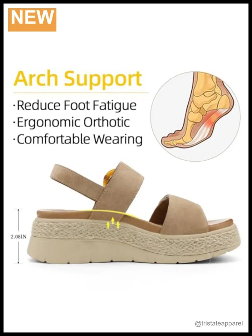 Womens Espadrille Platform Sandals Low Wedge Orthopedic Arch Support